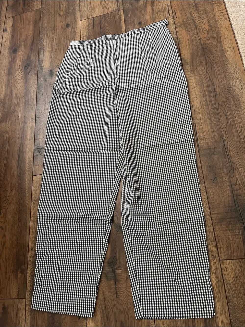 Straight-Leg Black & White Gingham Pants for Women